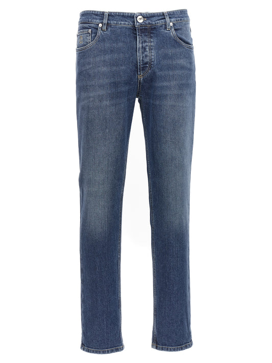Blue Cotton Slim Fit Jeans