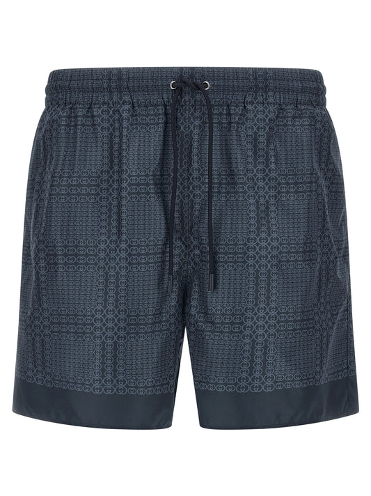 Blue Polyester Swim Shorts