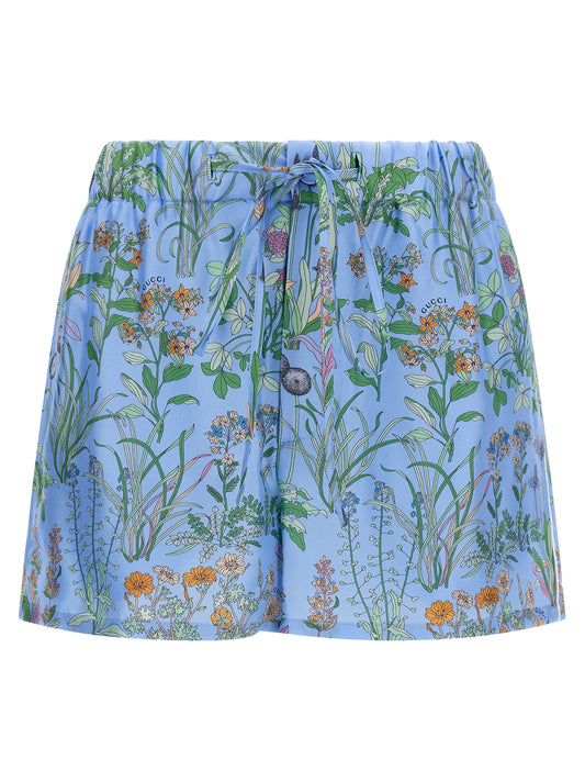 Blue Silk Bermuda Shorts