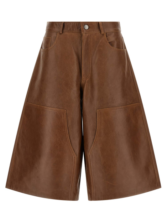 Brown Lambskin Bermuda Shorts