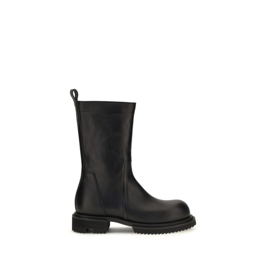 Black Calf Leather Bos Taurus Flat Boots