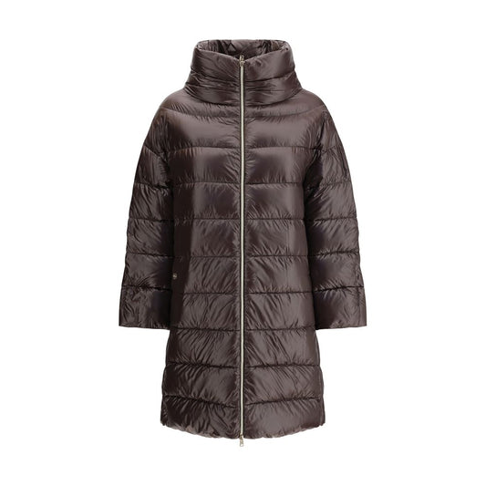 Brown Polyester Full-Length Jacket