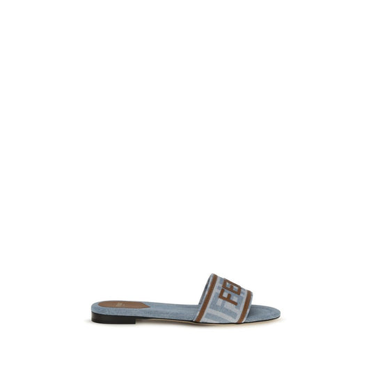 Blue Cotton Flat Sandals
