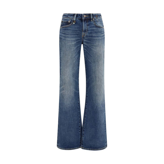 Blue Cotton Straight-Leg Jeans