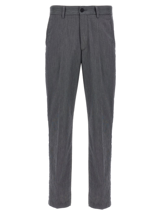 Blue Cotton Casual Pants