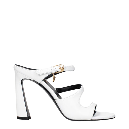 White Leather Stiletto Heel Sandals