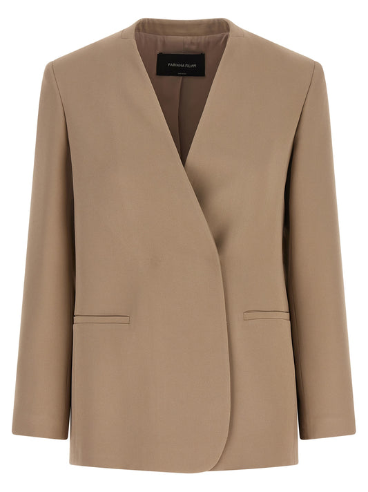 Beige Acetate Blazer