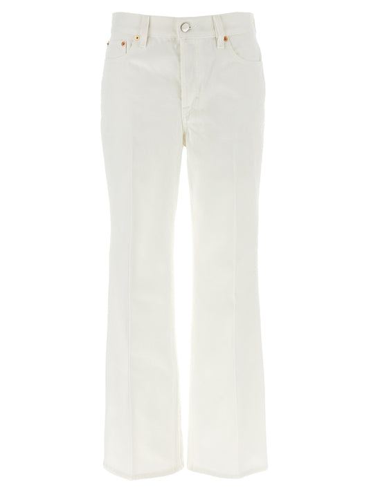White Cotton Cropped Jeans