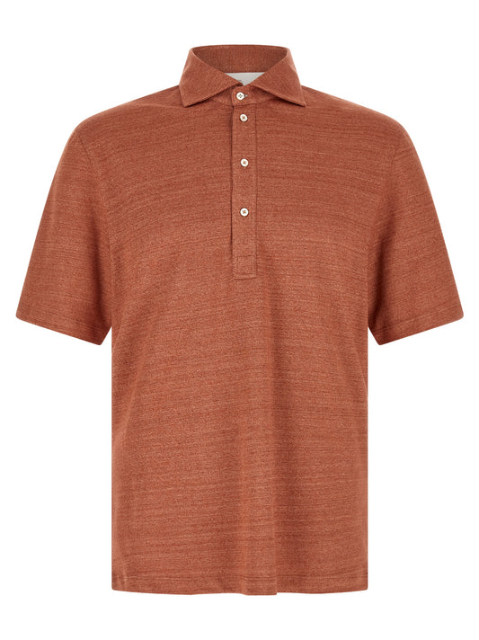 Orange Linen Polo Shirt