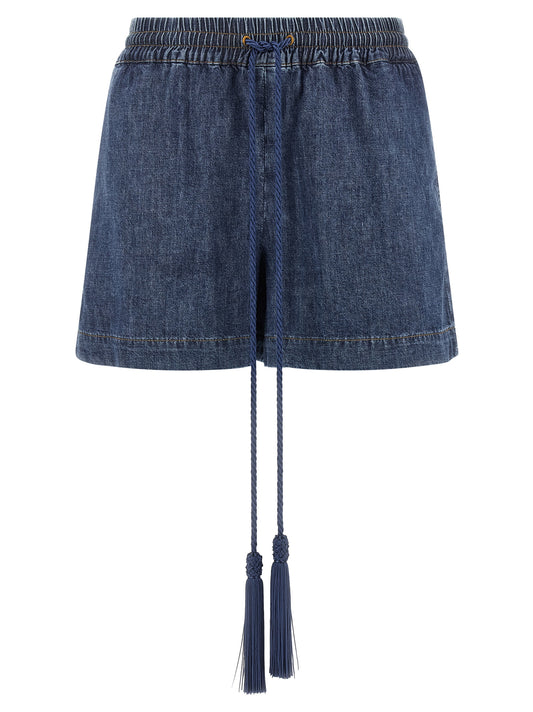 Blue Cotton Bermuda Shorts
