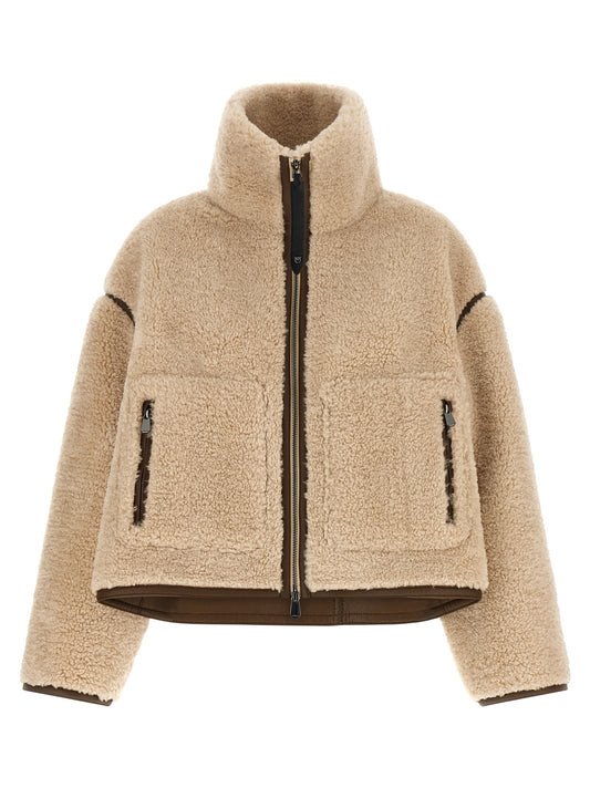 Beige Polyester Full-Length Jacket