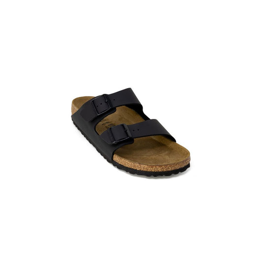 Black Synthetic Flat Sandals