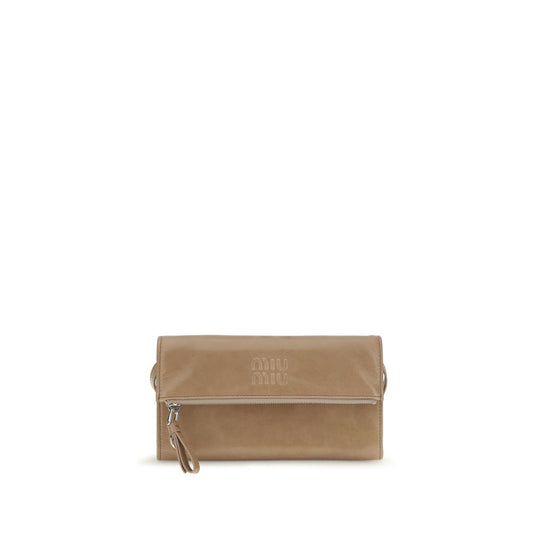 Beige Calf Leather Bos Taurus Clutch Bag