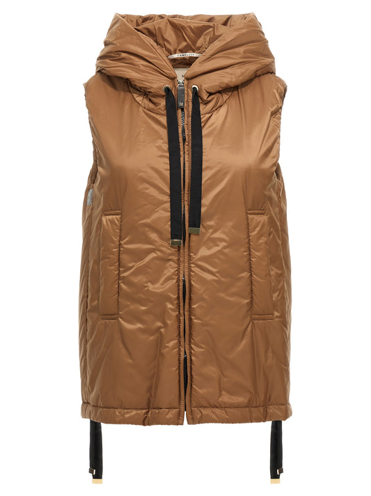 Brown Polyester Sleeveless Jacket
