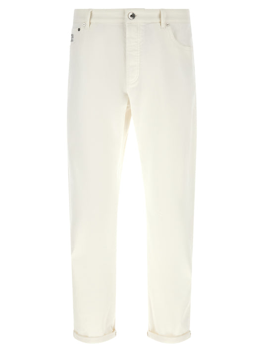 White Cotton Cropped Jeans