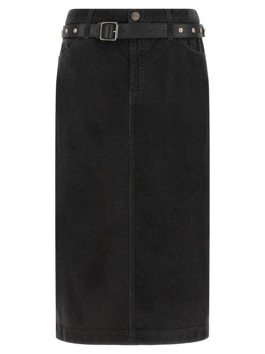 Black Cotton Midi Skirt