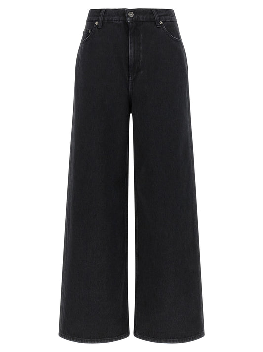 Black Cotton Flared Jeans