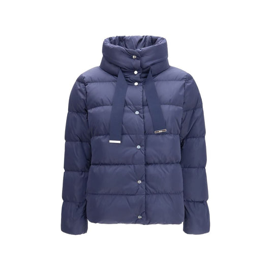 Blue Polyester Full-Length Jacket