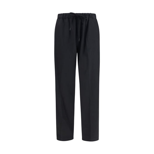 Black Polyester Casual Pants