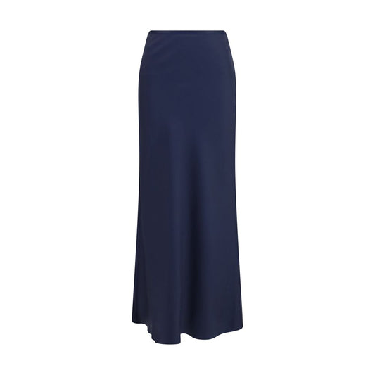 Blue Silk Long Skirt