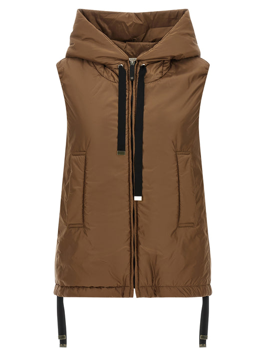 Brown Polyester Sleeveless Jacket