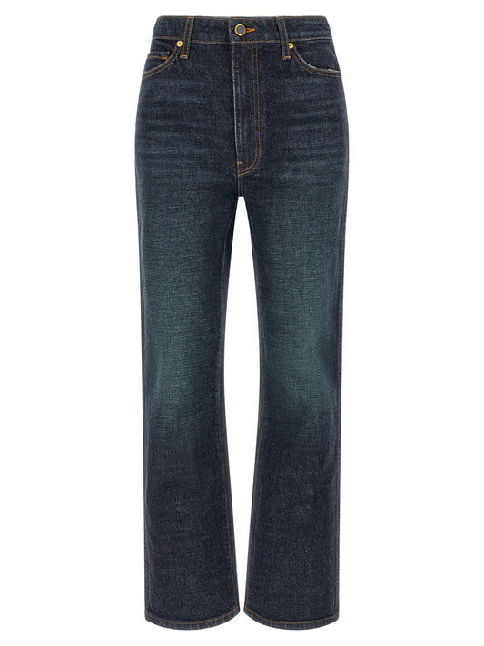 Blue Cotton Flared Jeans
