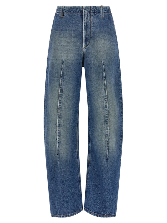 Blue Cotton High-Waisted Jean