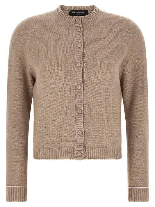 Beige Virgin Wool Cardigan