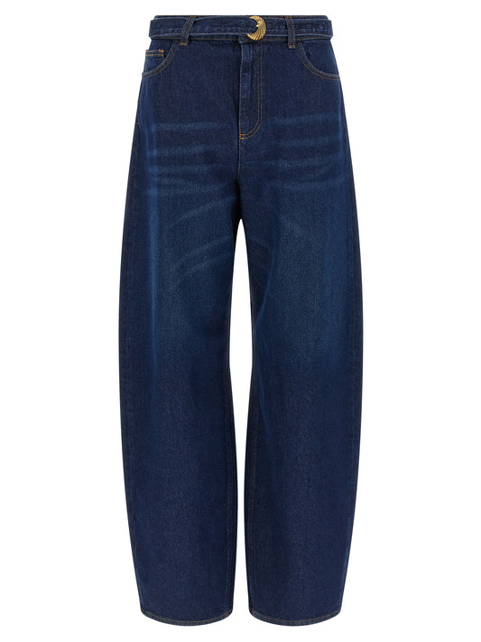Blue Cotton High-Waisted Jean