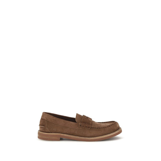 Brown Suede Leather Slip-On Loafers