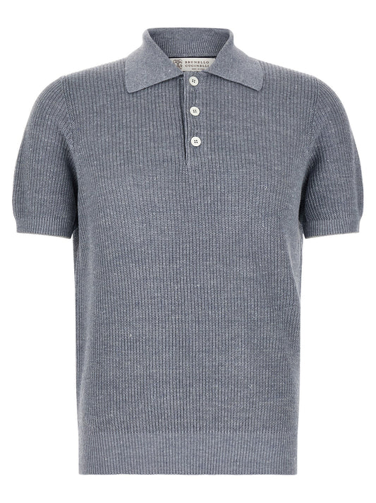 Blue Linen Polo Shirt