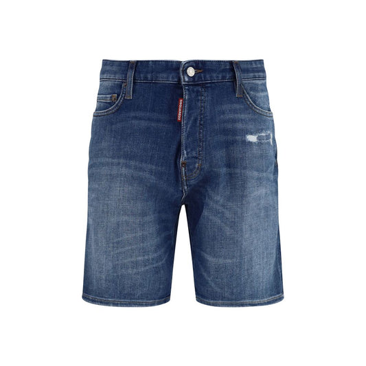 Blue Cotton Bermuda Shorts