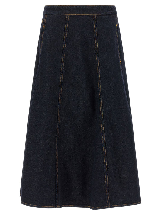 Blue Cotton Mini Skirt
