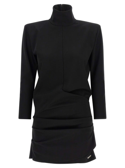 Black Viscose Short Dress