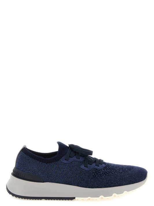 Blue Cotton Athletic Sneakers