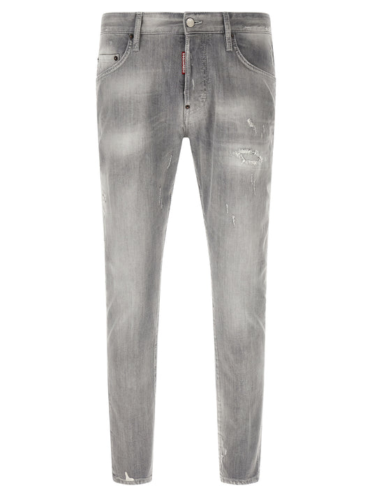 Gray Cotton Tapered Jeans