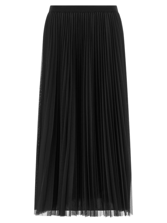 Blue Polyester Midi Skirt