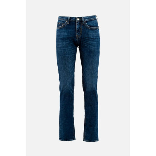 Blue Cotton Straight-Leg Jeans