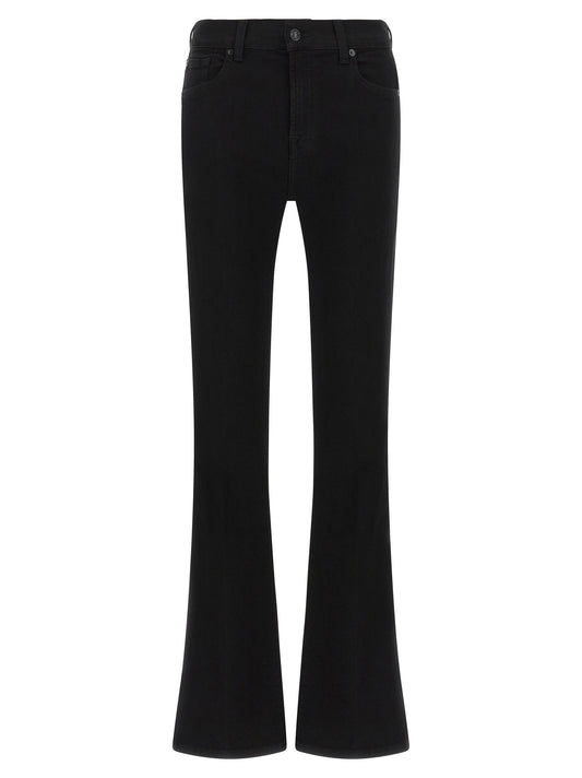 Black Cotton Bootcut Jeans