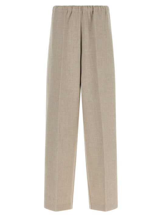 Beige Polyester Casual Pants