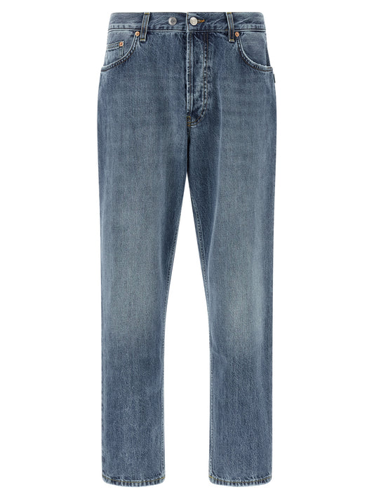 Blue Cotton Tapered Jeans
