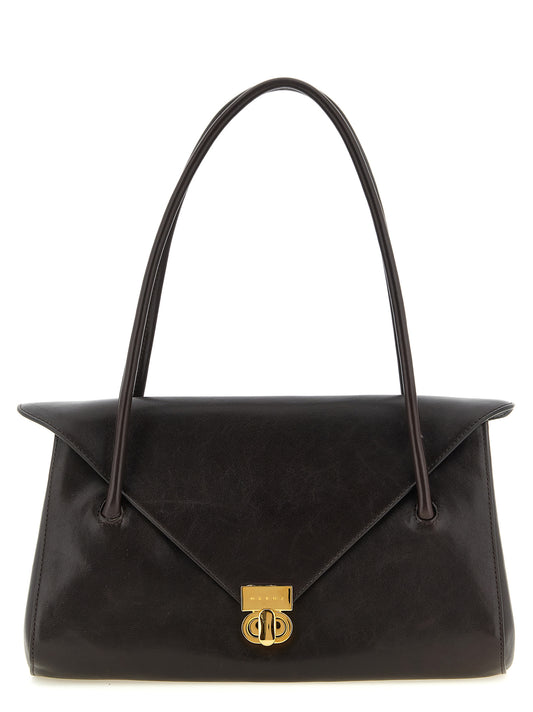 Brown Calfskin Shoulder Bag
