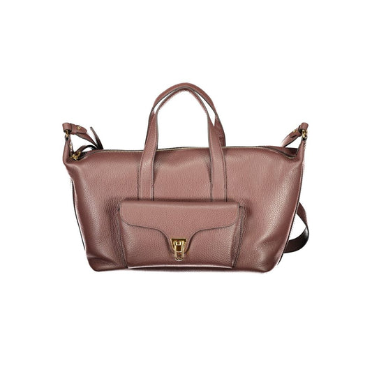 Brown Leather Womens Bag with Handles and Shoulder Strap