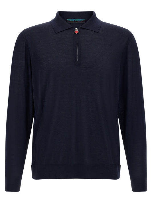 Blue Wool Polo Shirt