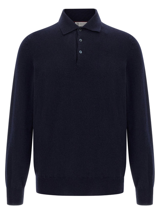 Blue Cashmere Polo Shirt
