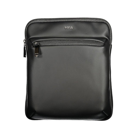 Black Polyurethane Men's Shoulder Bag