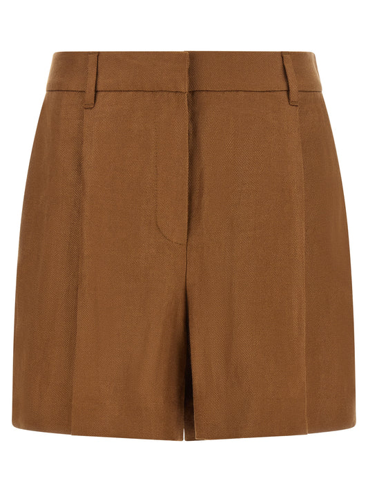 Brown Linen Bermuda Shorts