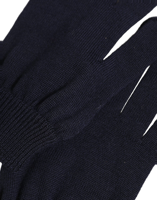 Men Dark Blue Cashmere Knitted Winter Gloves