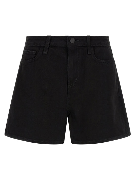 Black Cotton Bermuda Shorts