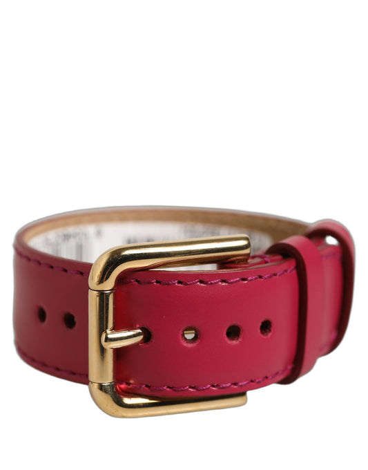 Red Calfskin Leather Gold Buckle Belt Strap Bracelet